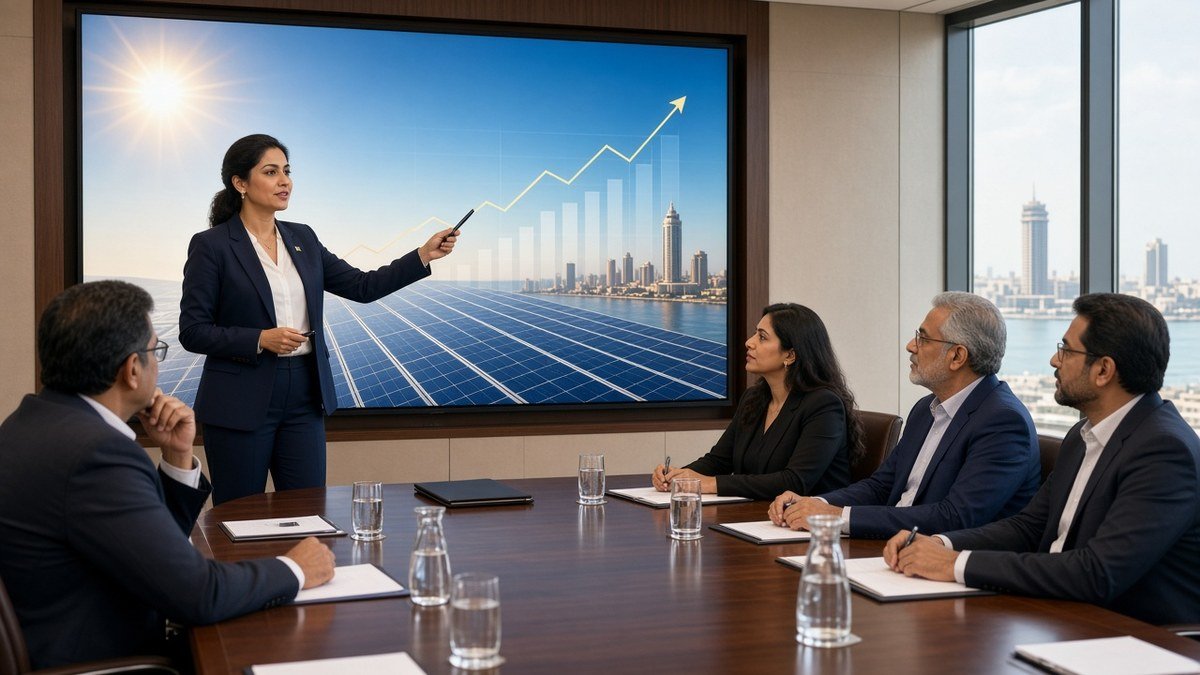 Business team discussing carbon credit procurement