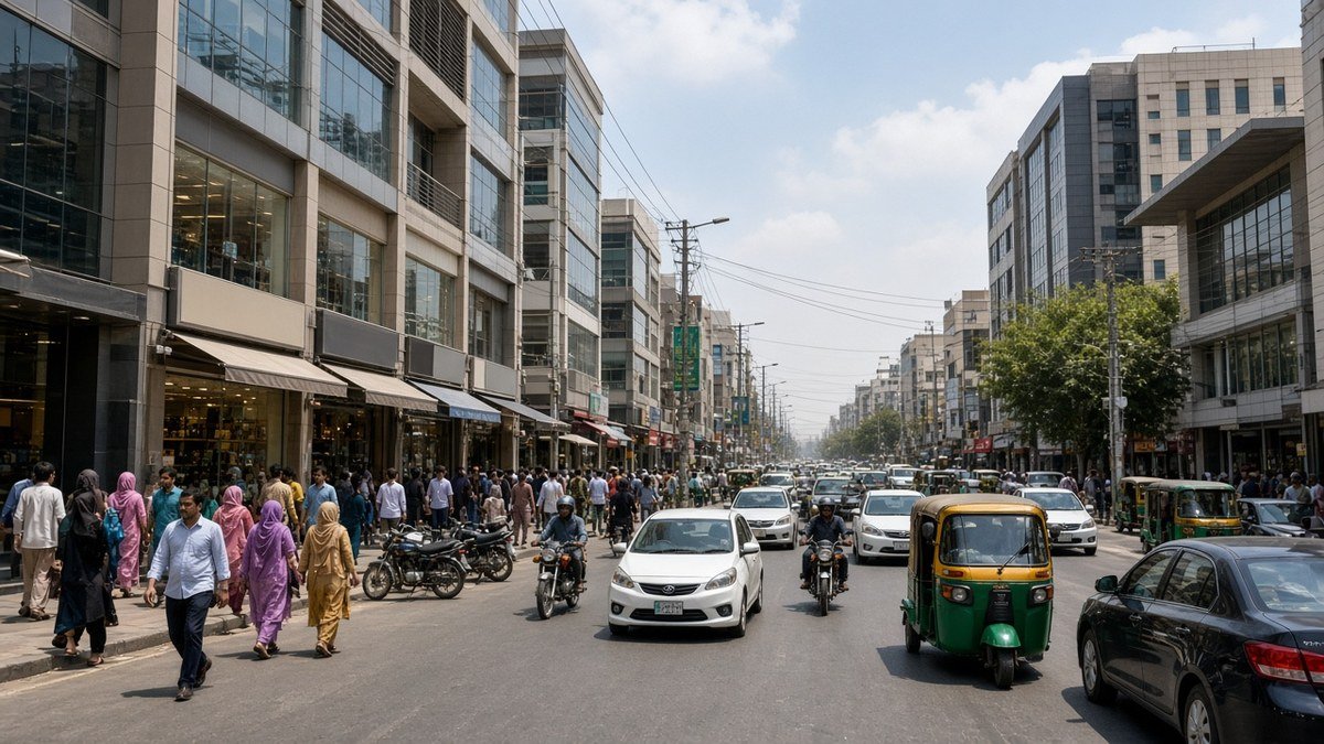 Commercial street in Karachi
